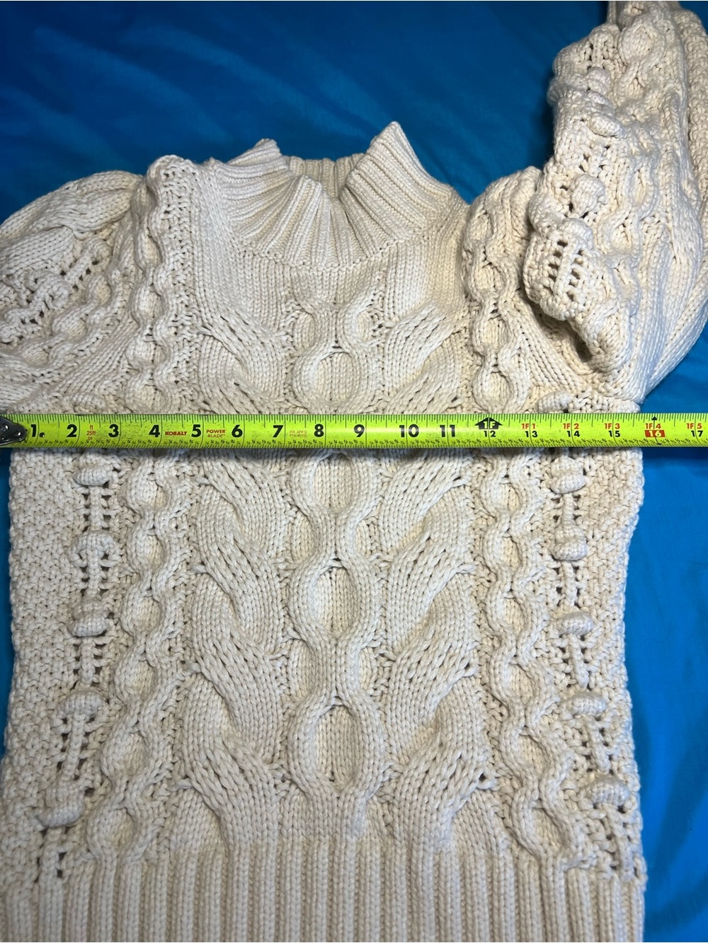 Banana Republic Ticino Cable Knit Puff Sleeve Sweater Cream S - Picture 7 of 16